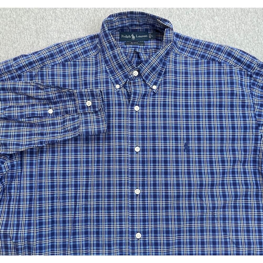 Ralph Lauren Shirt Mens Large Blake Plaid 100% 2-Ply Cotton Button Down Pony